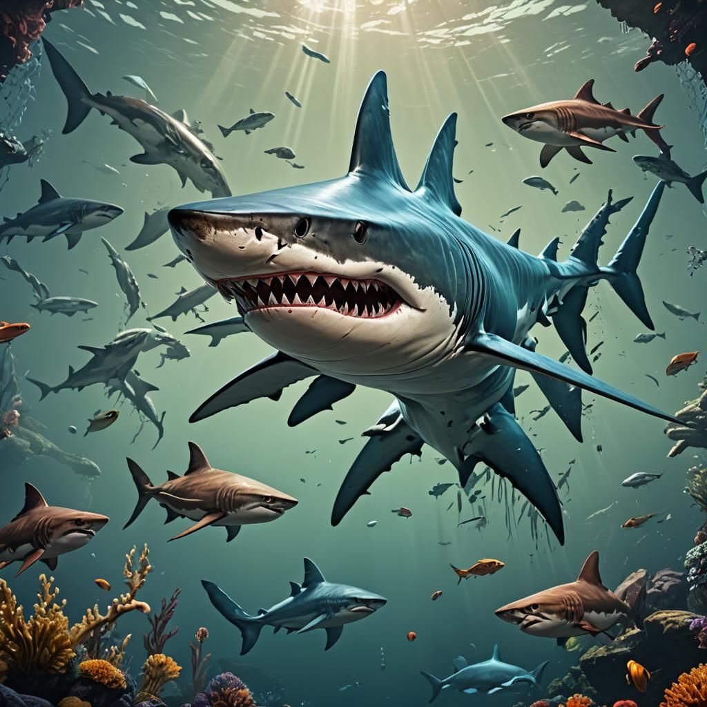 Fantastical Rare Shark Matte Painting