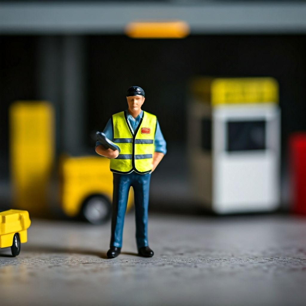 Miniature Airport Volunteer Figurine Inspired by Sci-Fi Art