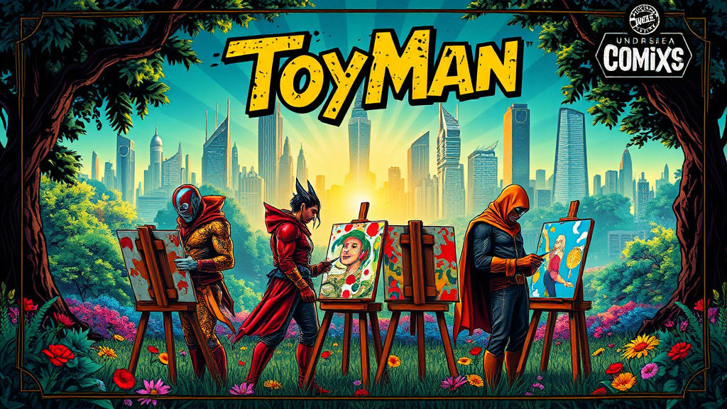 Superheroes Painting Fine Art in Comic Book Cover