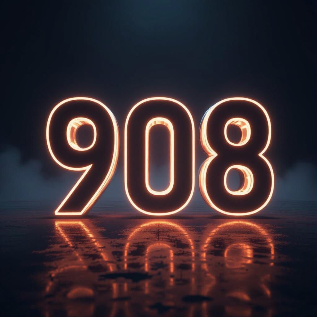 Glowing Futuristic 908 in Dark Cinematic Lighting