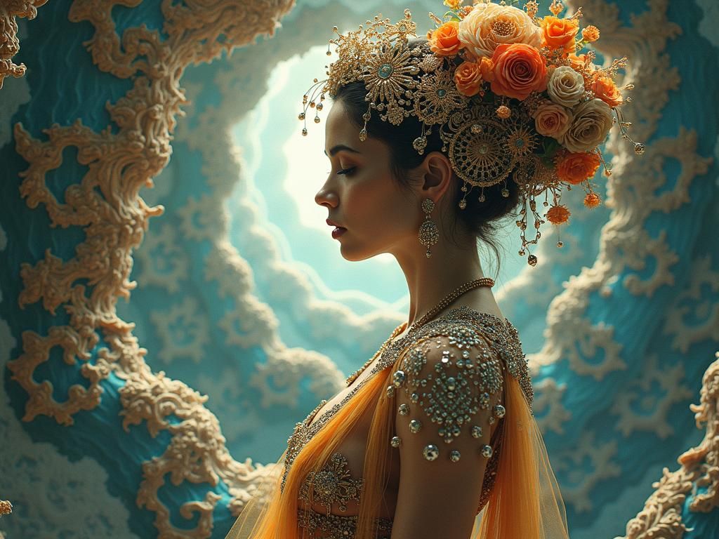 Fractal Woman in Art Nouveau Style