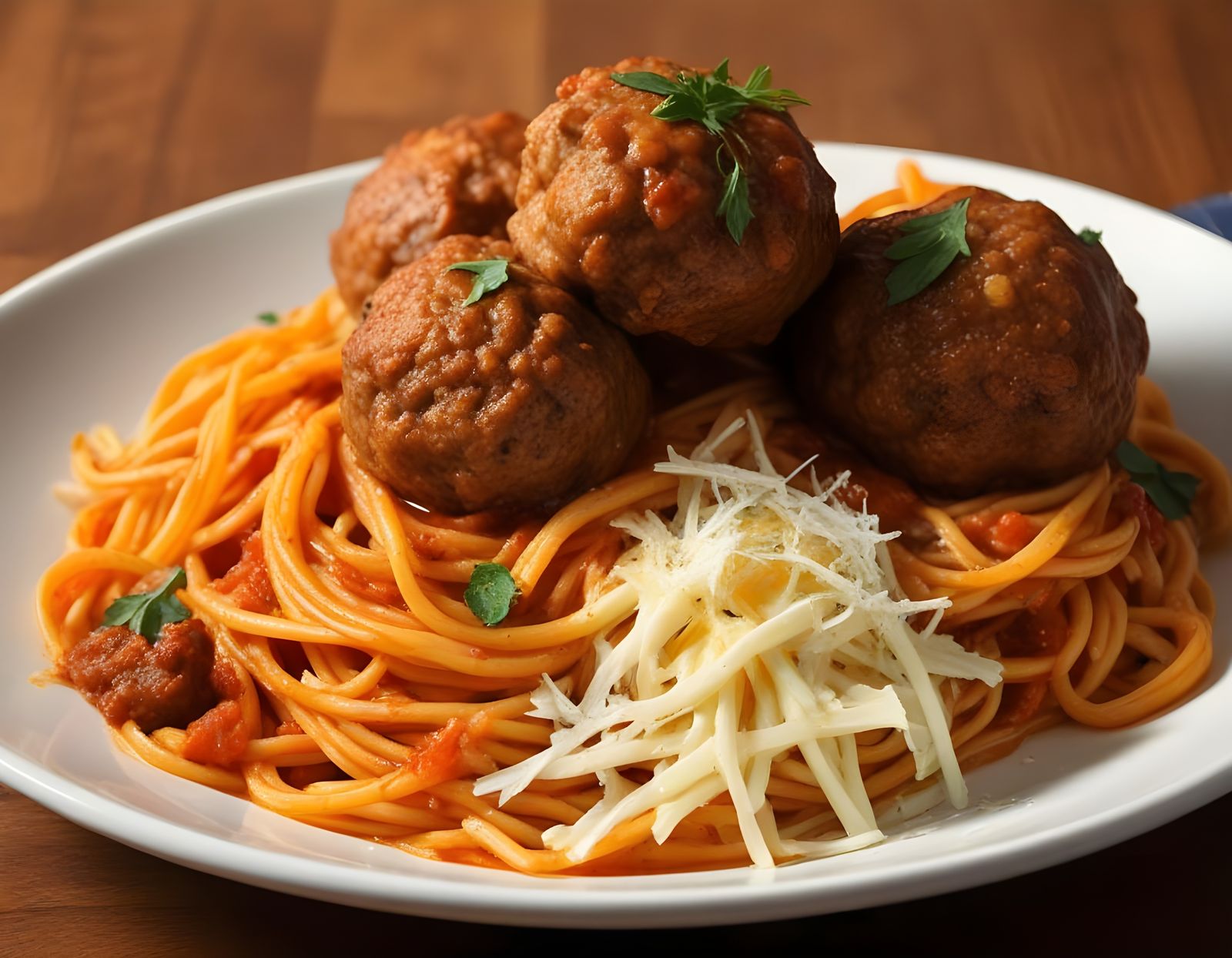 Realistic Italian Meal with Juicy Meatballs and Melted Chees...