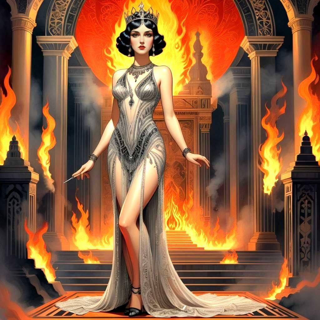 Ayesha from 'She' in Art Deco Pencil Sketch Style