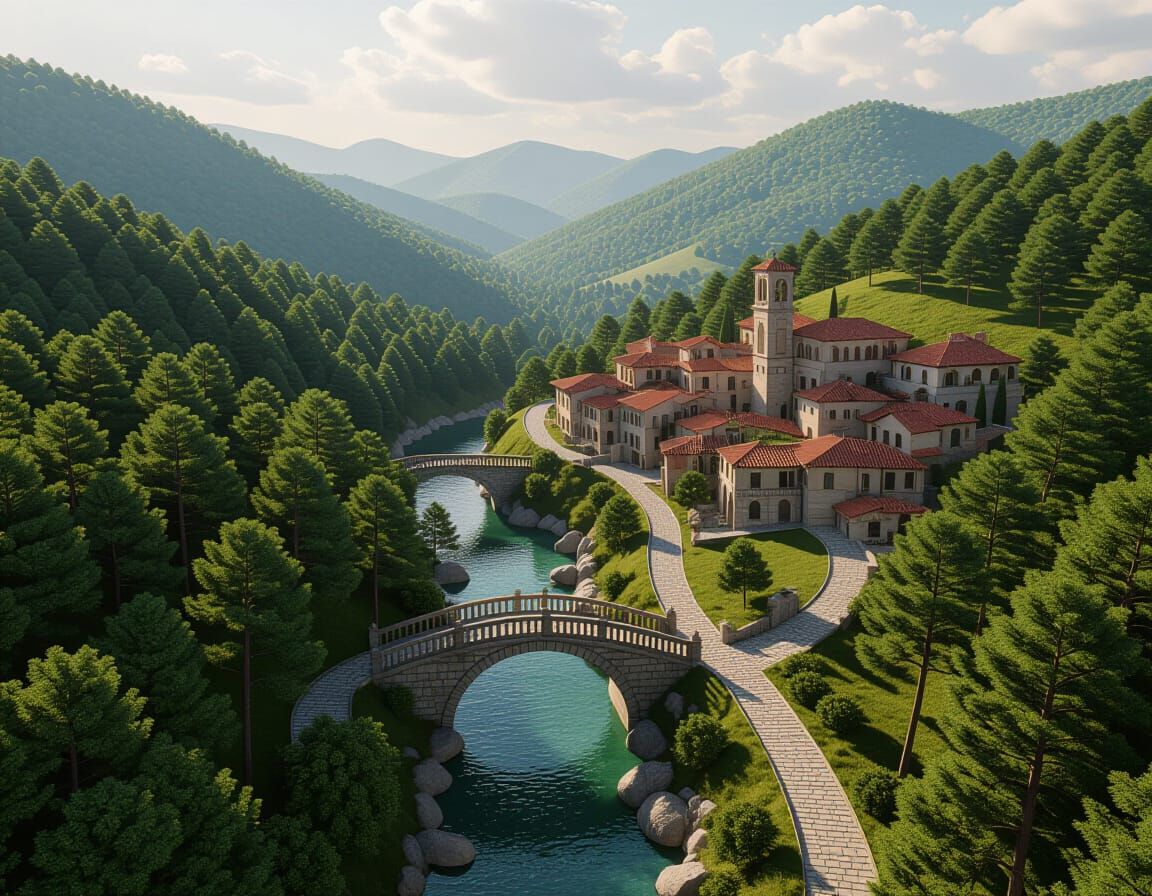 Renaissance Village Aerial View in Michelangelo Style