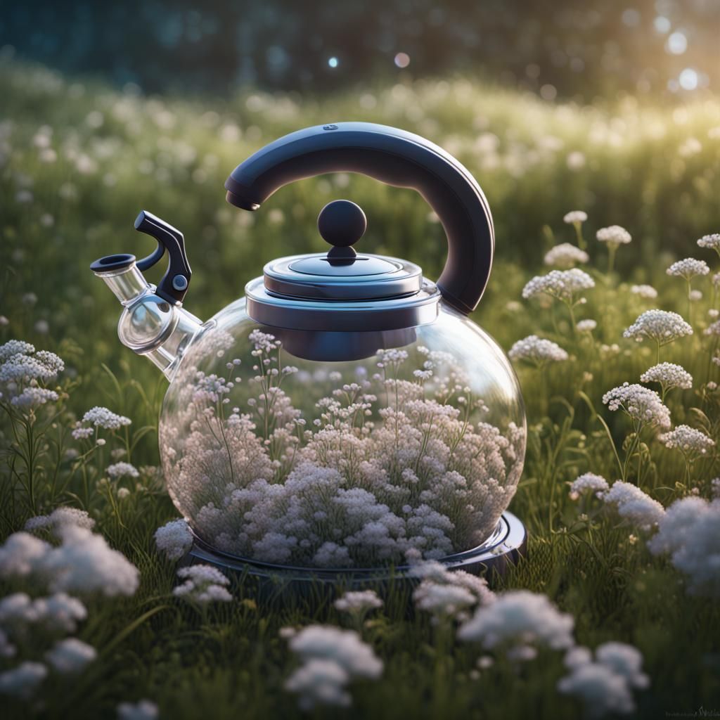 Baby's Breath in Tea Kettle: Detailed Matte Painting