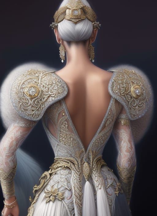 Hyperdetailed Princess in Diamond Dress: Fantasy Art