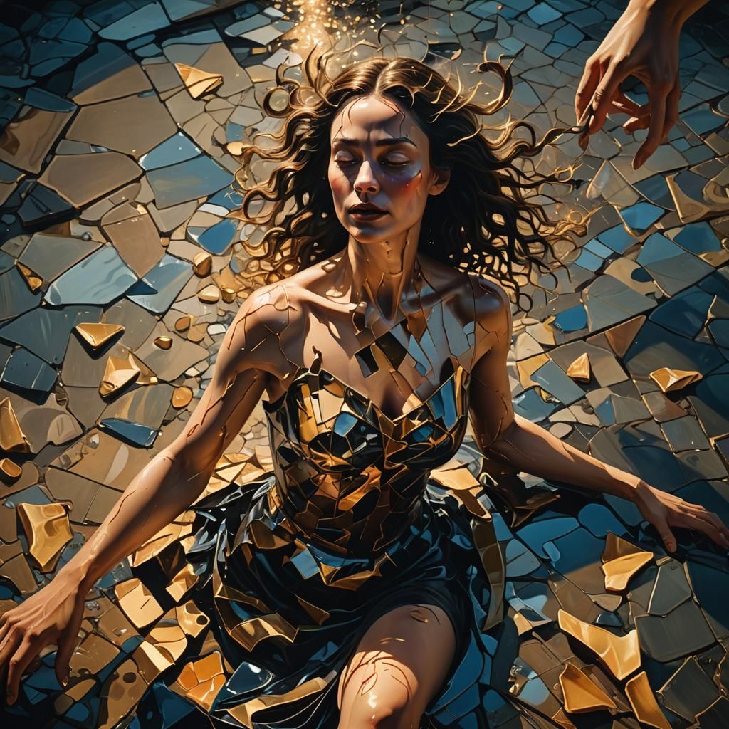 Surreal Woman Rises from Darkness in Vivid Realism