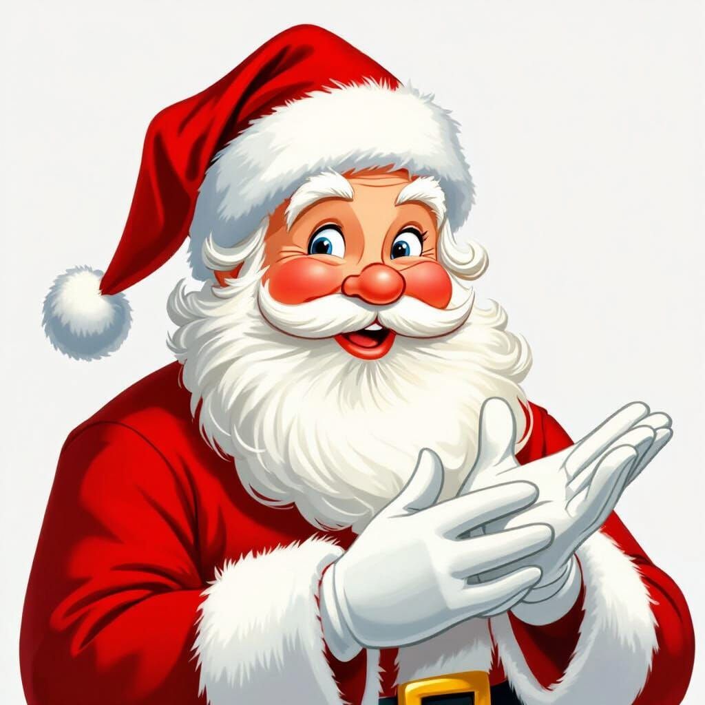Jolly Santa Claus in Whimsical Cartoon Style