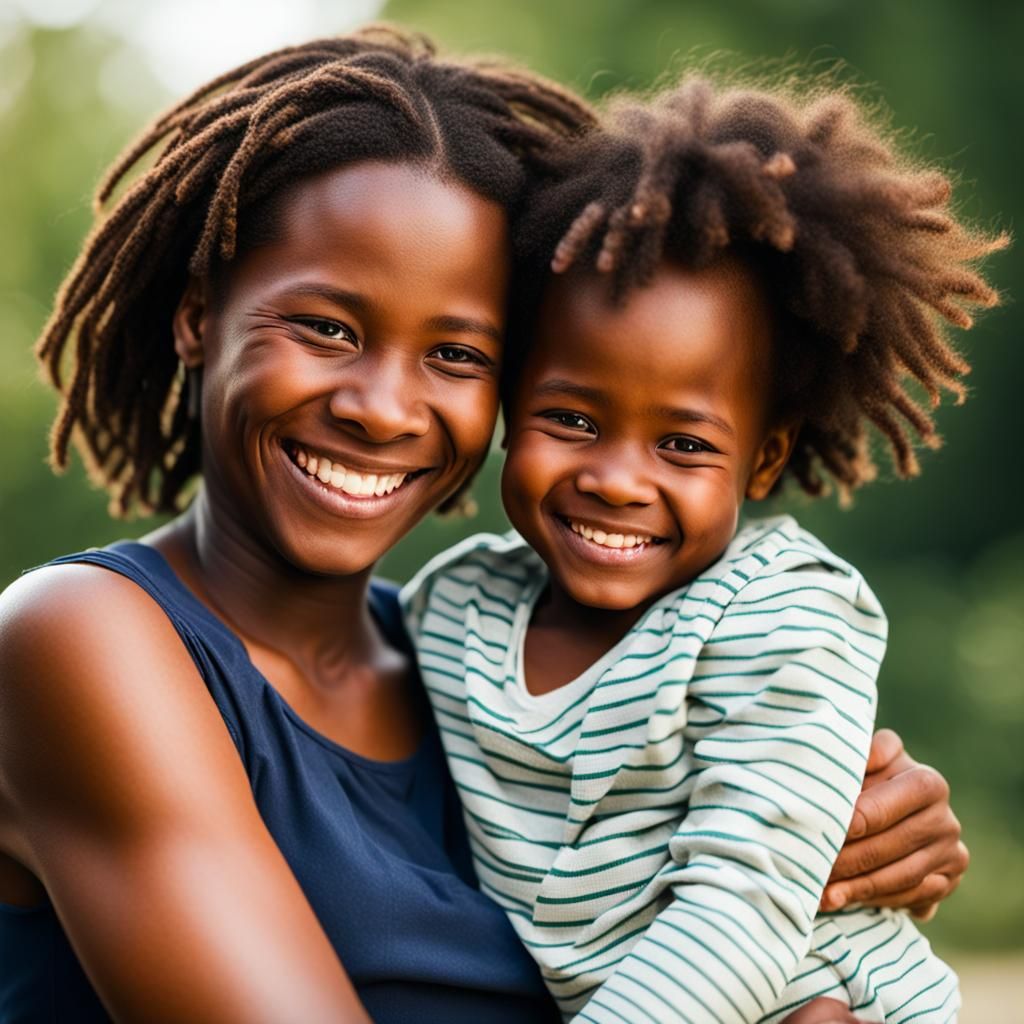 Smiling Mother with Child in Her Arms