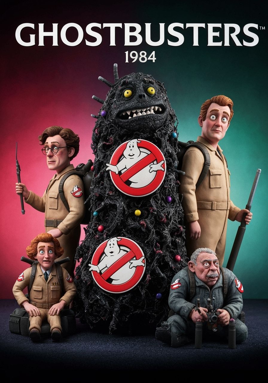 Ghostbusters Poster in Tim Burton & Wes Anderson Style
