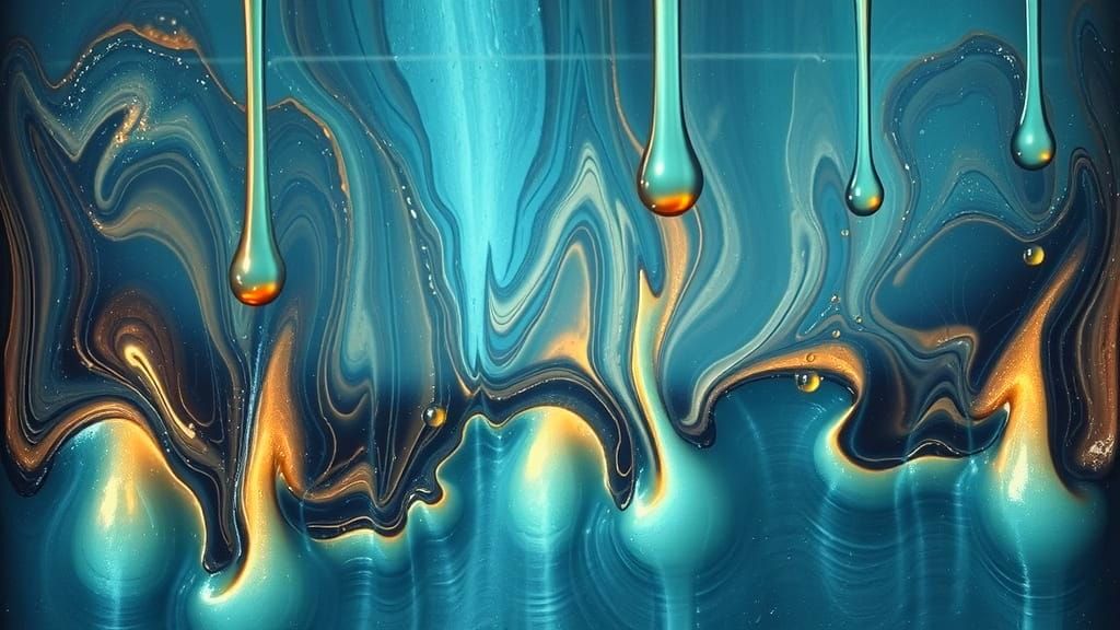 Viscous Oil Paint Streams in Macro Photography