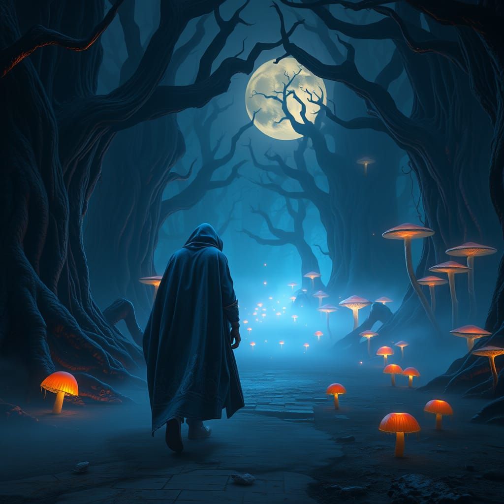 Mournful Wanderer in an Eerie Twilight Realm