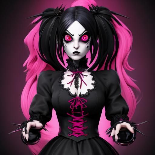 Pink-Eyed Gothic Girl: A Billy Eilish Inspired Portrait