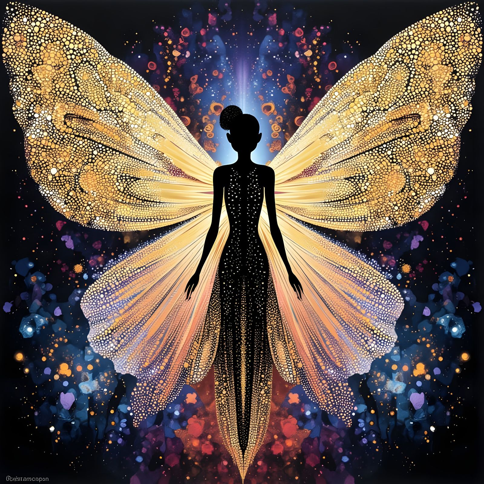 Intricate Fairy in Stippling Dot Art Style