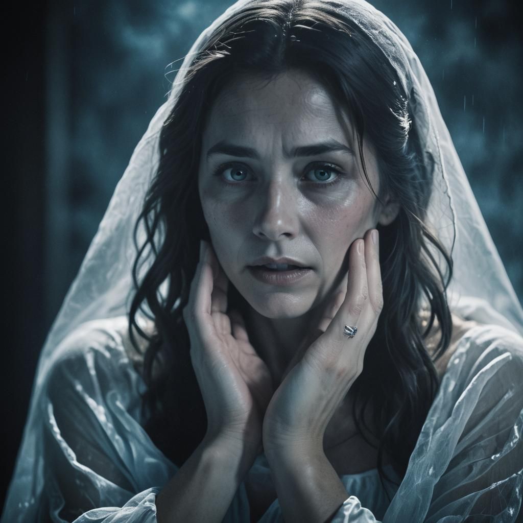 Ethereal Ghost Siren in Moody Blue Light
