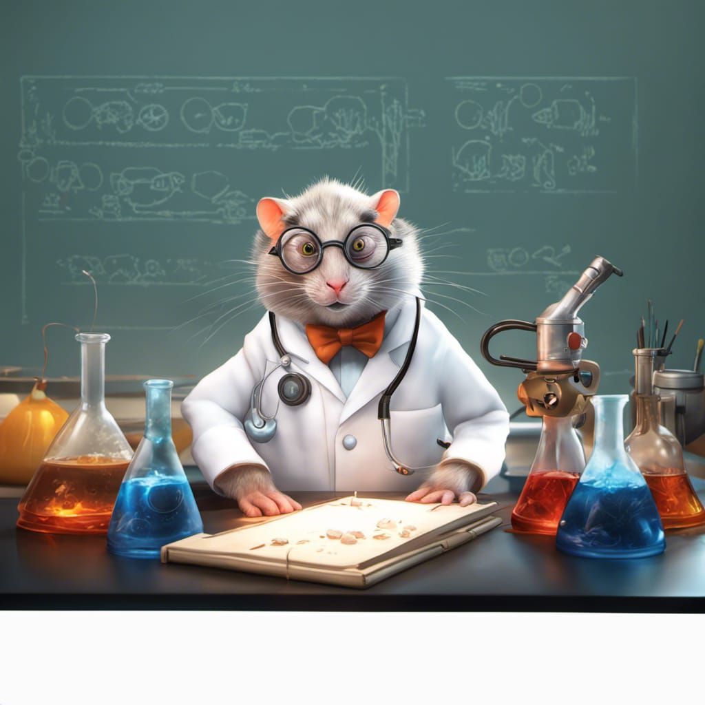 Professor Cat's Hyperrealistic Laboratory Scene
