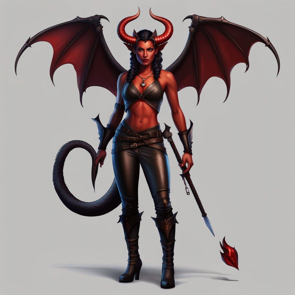 Realistic Full Body Tiefling Fantasy Character