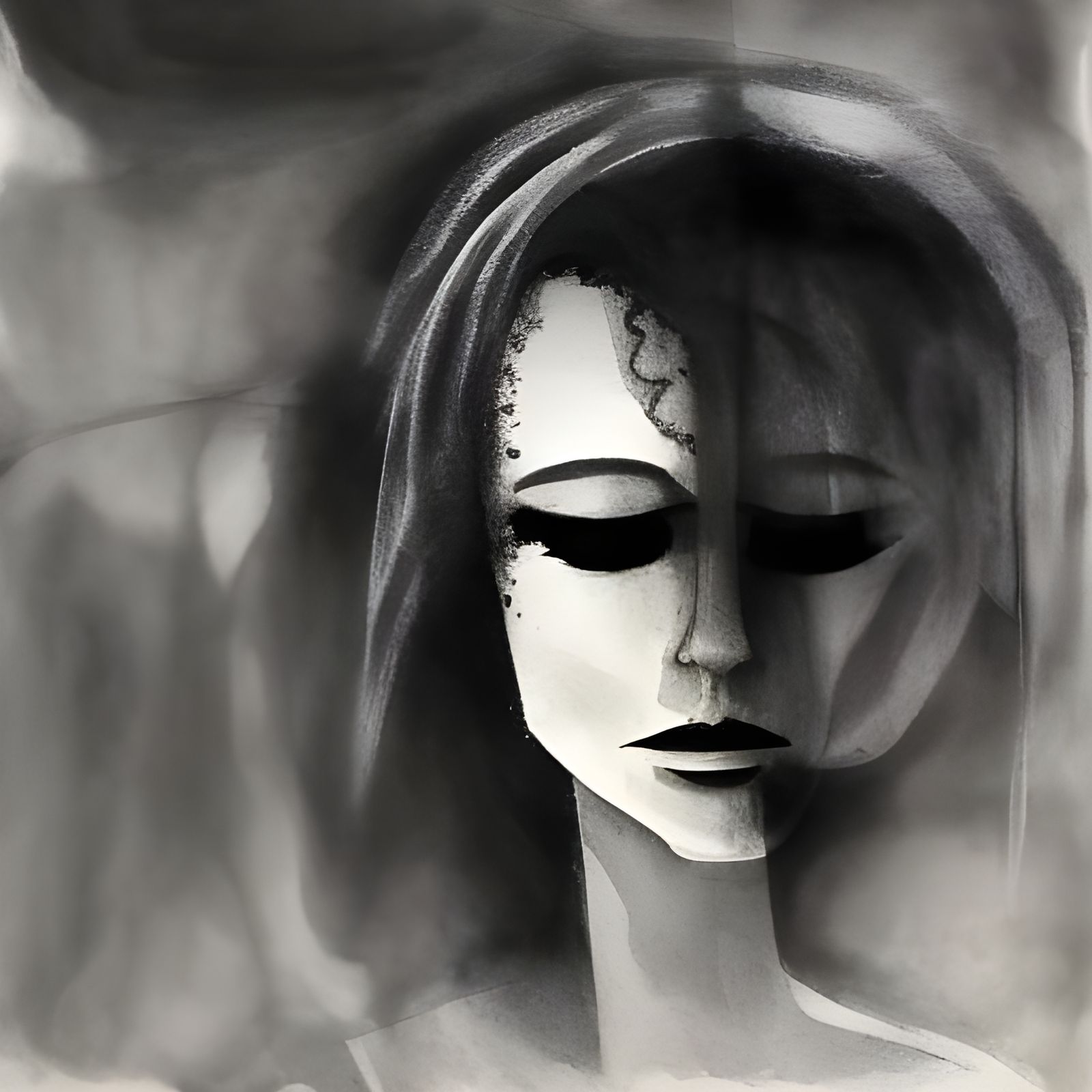 Melancholic Watercolor Painting in Keiko Tanabe Style