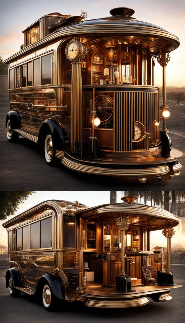 Steampunk Art Deco Future Food Truck Photograph