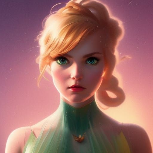 Tinkerbell Portrait in Hyperdetailed Art Nouveau Style