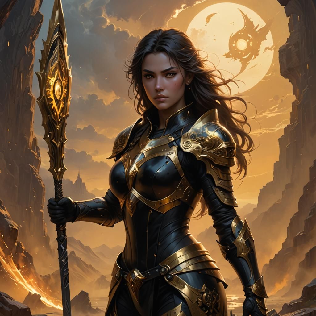 Epic Dark Sentinel in High Fantasy Style