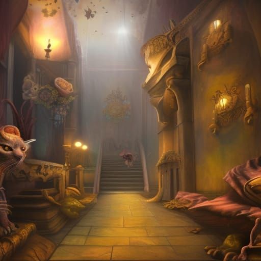 Cats Running a Mortuary: Detailed Matte Painting