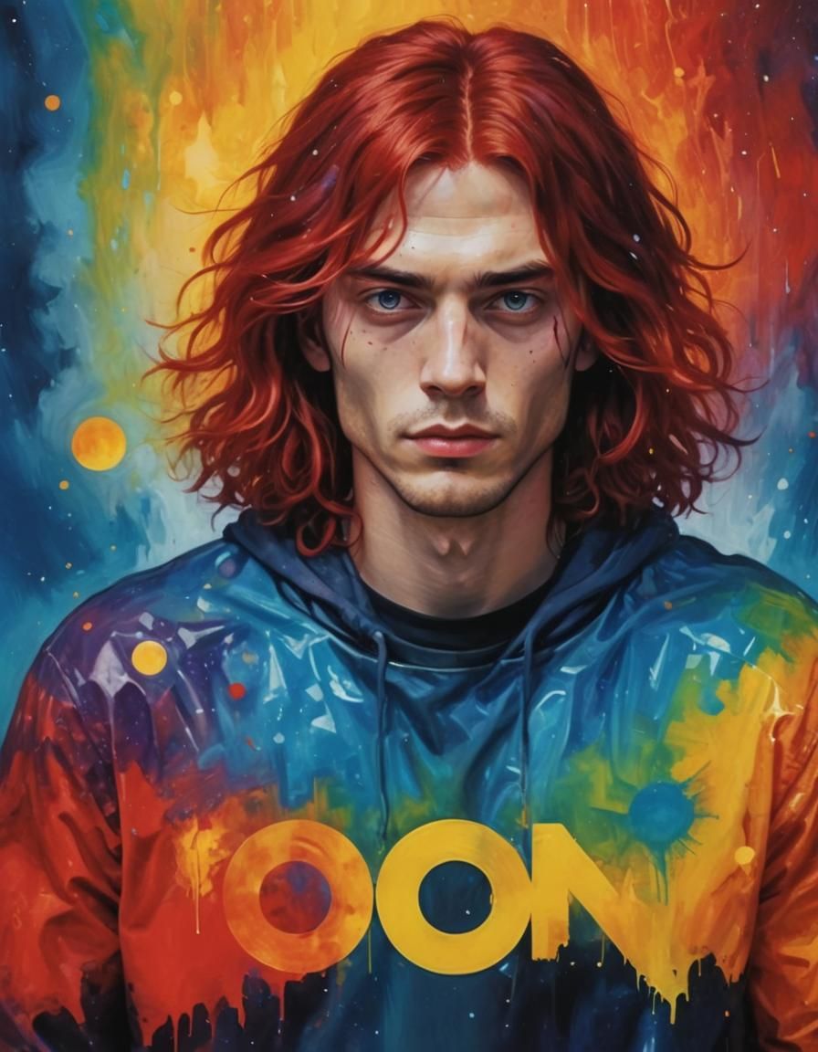 Neofuturistic Male Fashion in Red and Gray