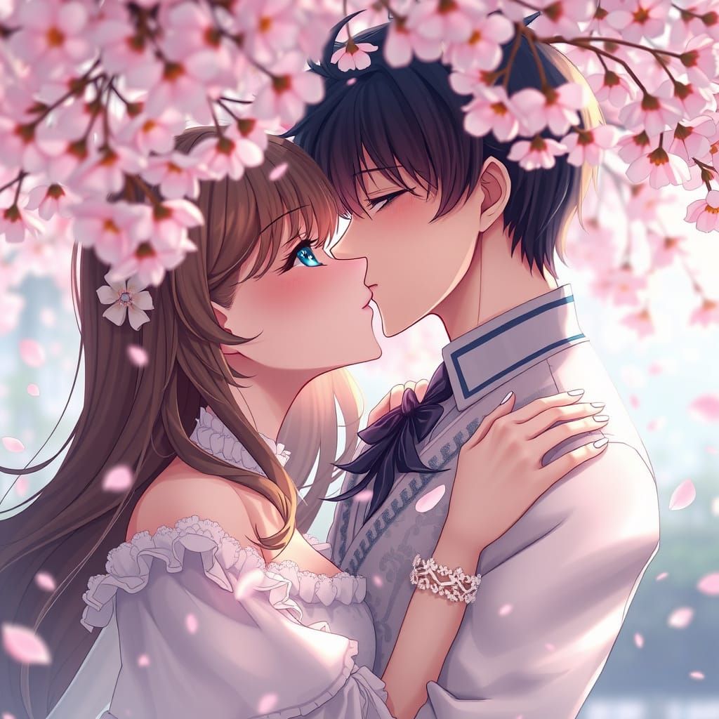 Anime Lovers Under Cherry Blossoms