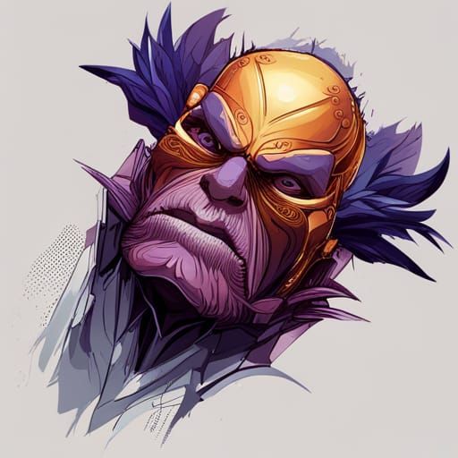 Detailed Thanos Portrait in Luminous Colors