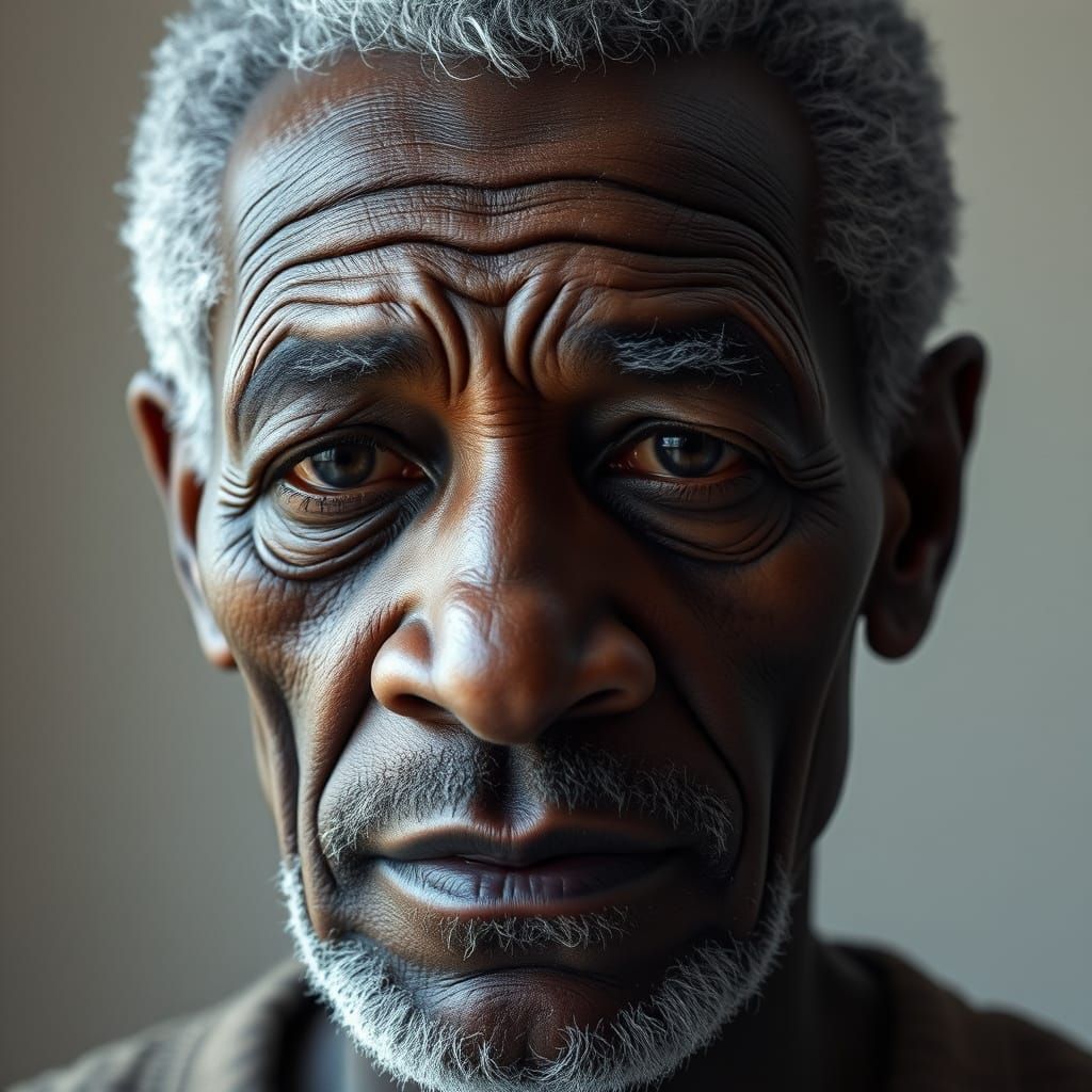 Detailed Portrait of an Elderly Man in Grayscale