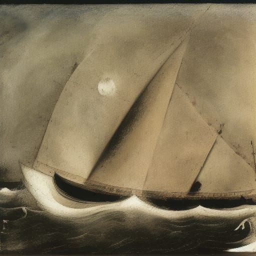 Crystal Ship on Ocean: Icon and Surreal Art