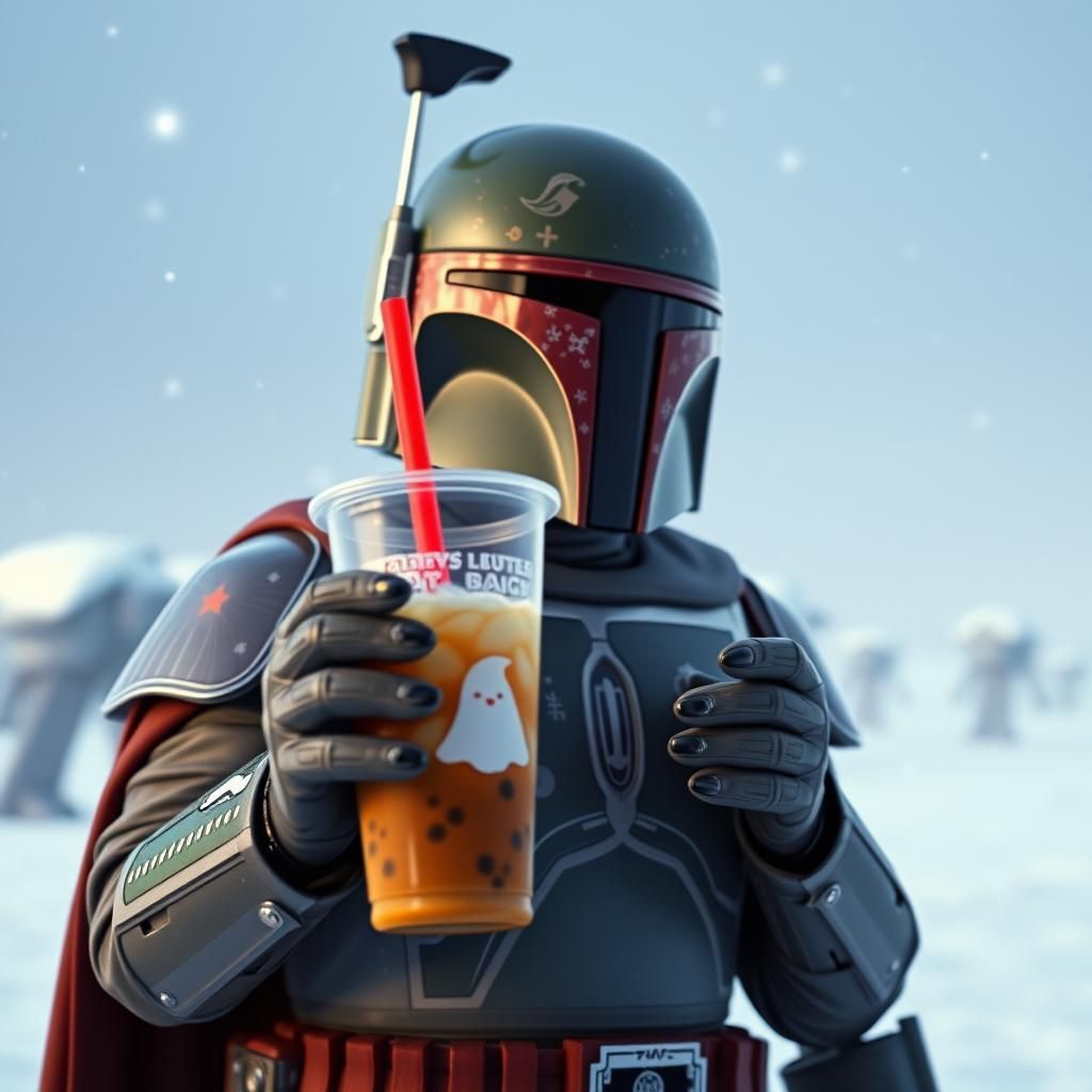 Boba Fett Drinks Boba Tea on Hoth