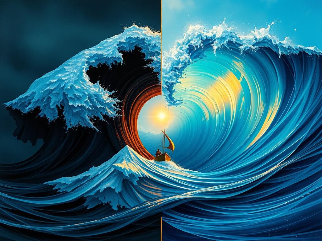 Turbulent Wave Split in High-Contrast Digital Art