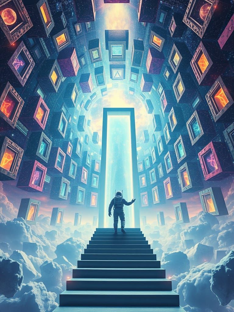 Astronaut at Portal: Surreal Cosmic Digital Painting