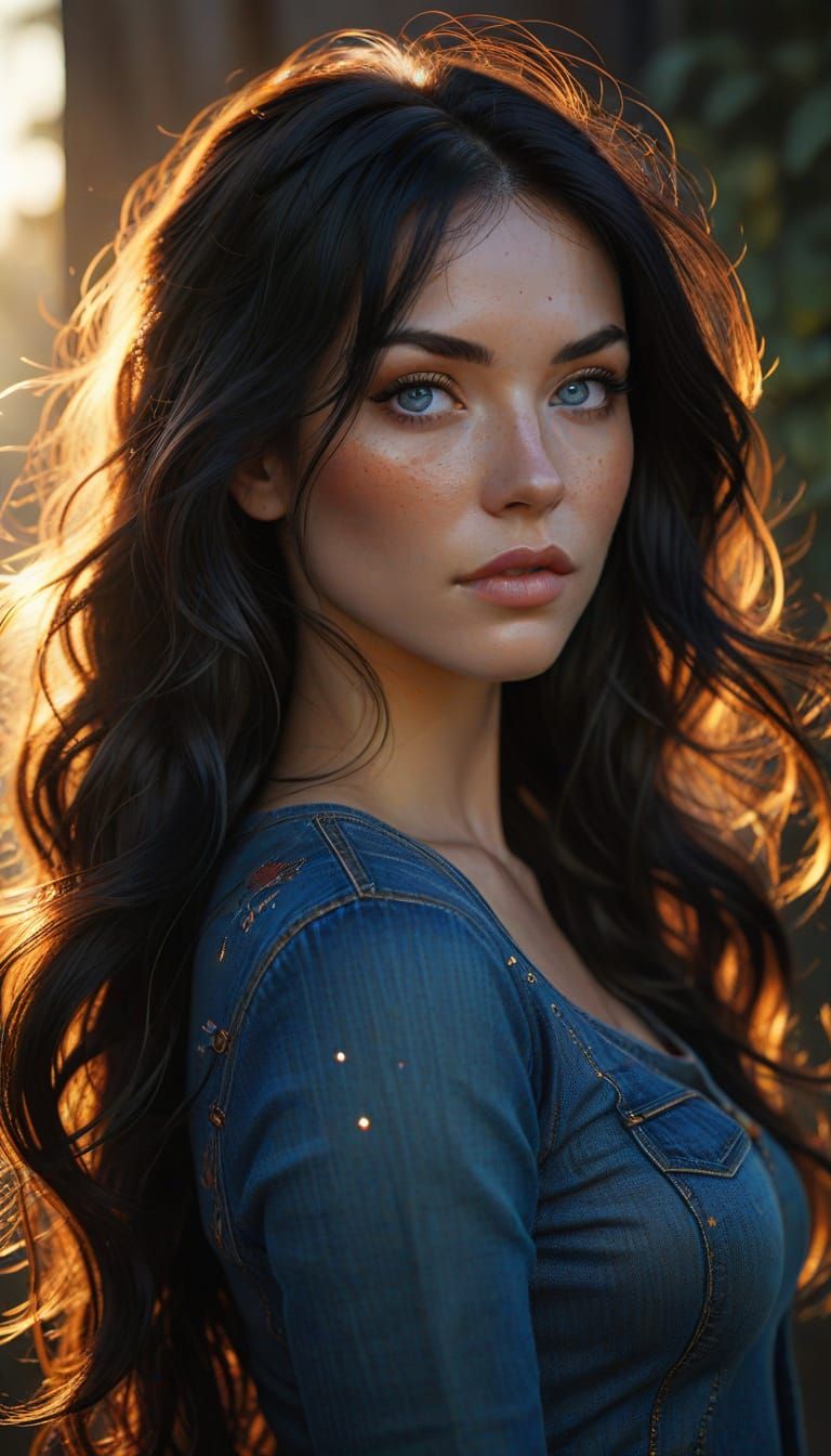 Beautiful Woman Portrait in Comic Book Art Style