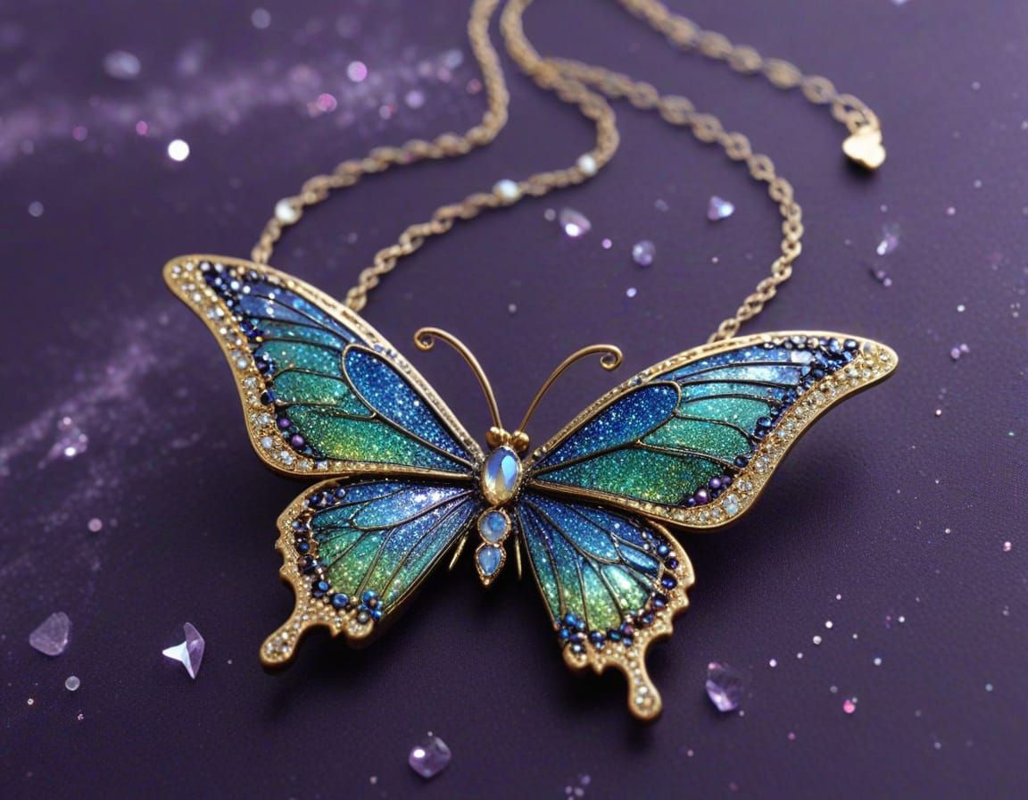 Sparkling Galactic Butterfly Jewelry in Elven Style