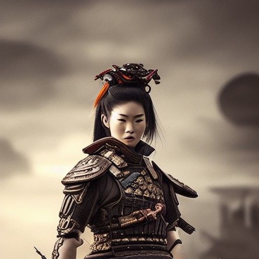 Epic Female Samurai Digital Matte Painting