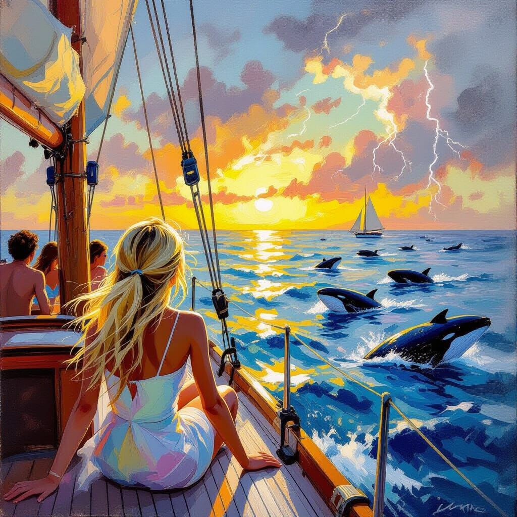 Joyful Sailboat Party at Dawn