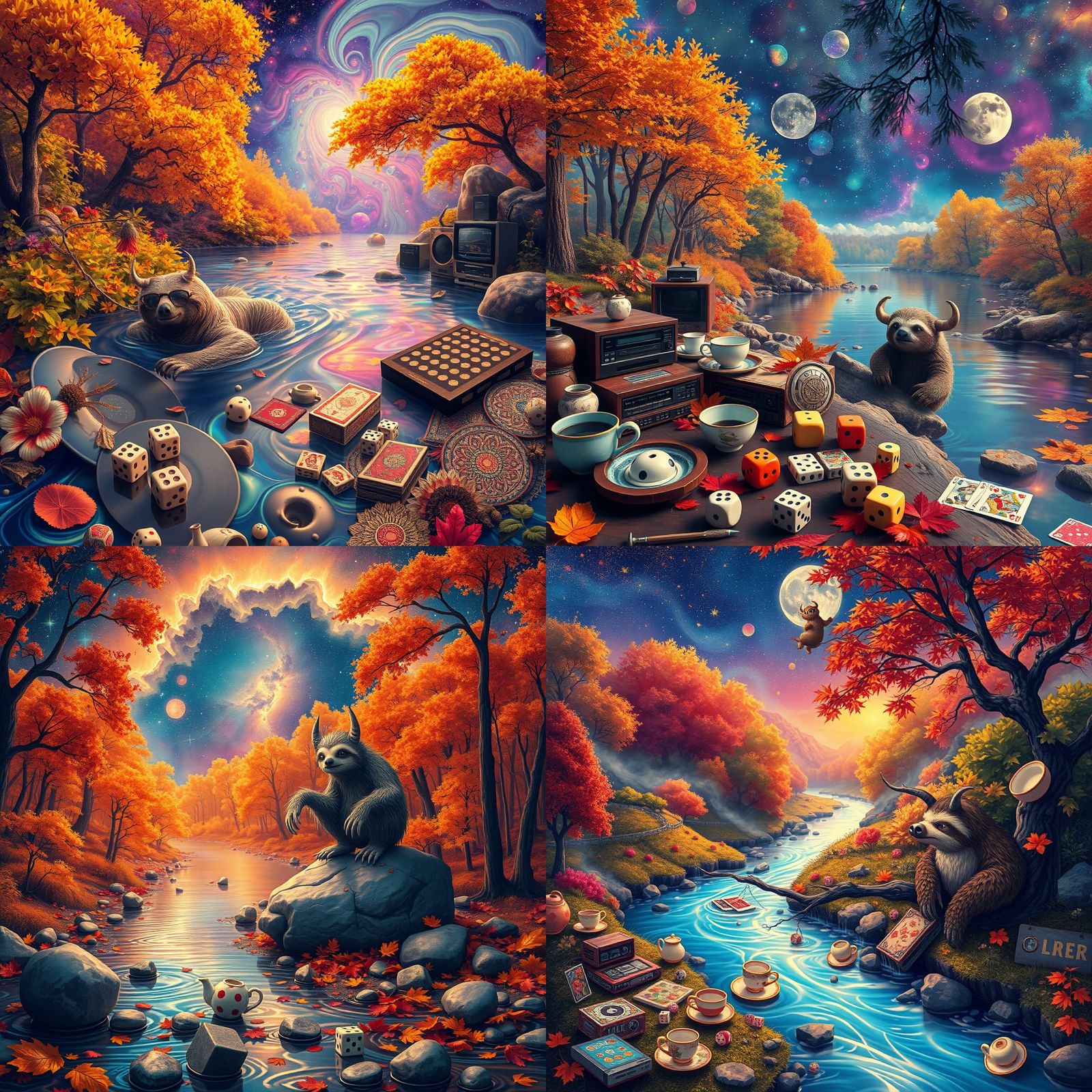 Psychedelic River Scene in Retro Poster Style