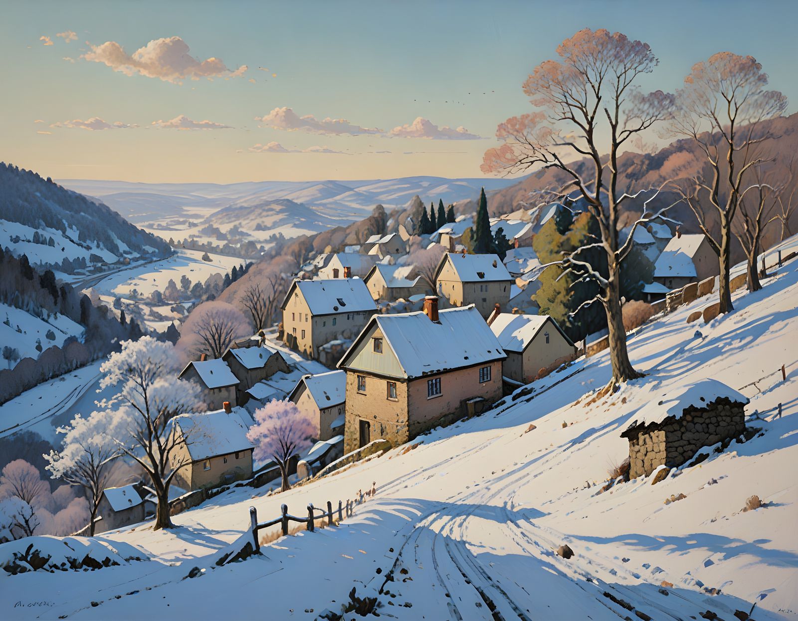 Winter Village in Pastel Hues, Inspired by James Gurney's Wh...