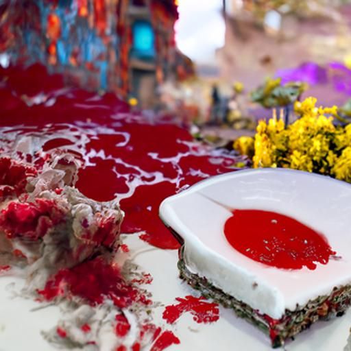 Bloody Cake Slice: Detailed Matte Painting