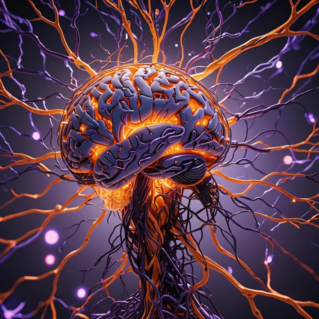 Futuristic Brain on Couch in Neuromorphic Digital Art