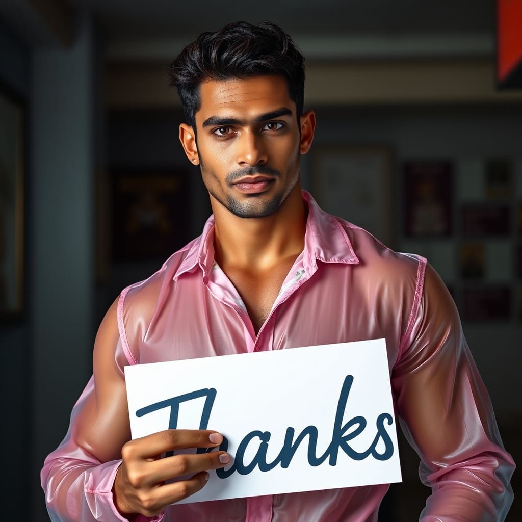 Muscular Man in Floral Jumpsuit, Photorealistic Portrait