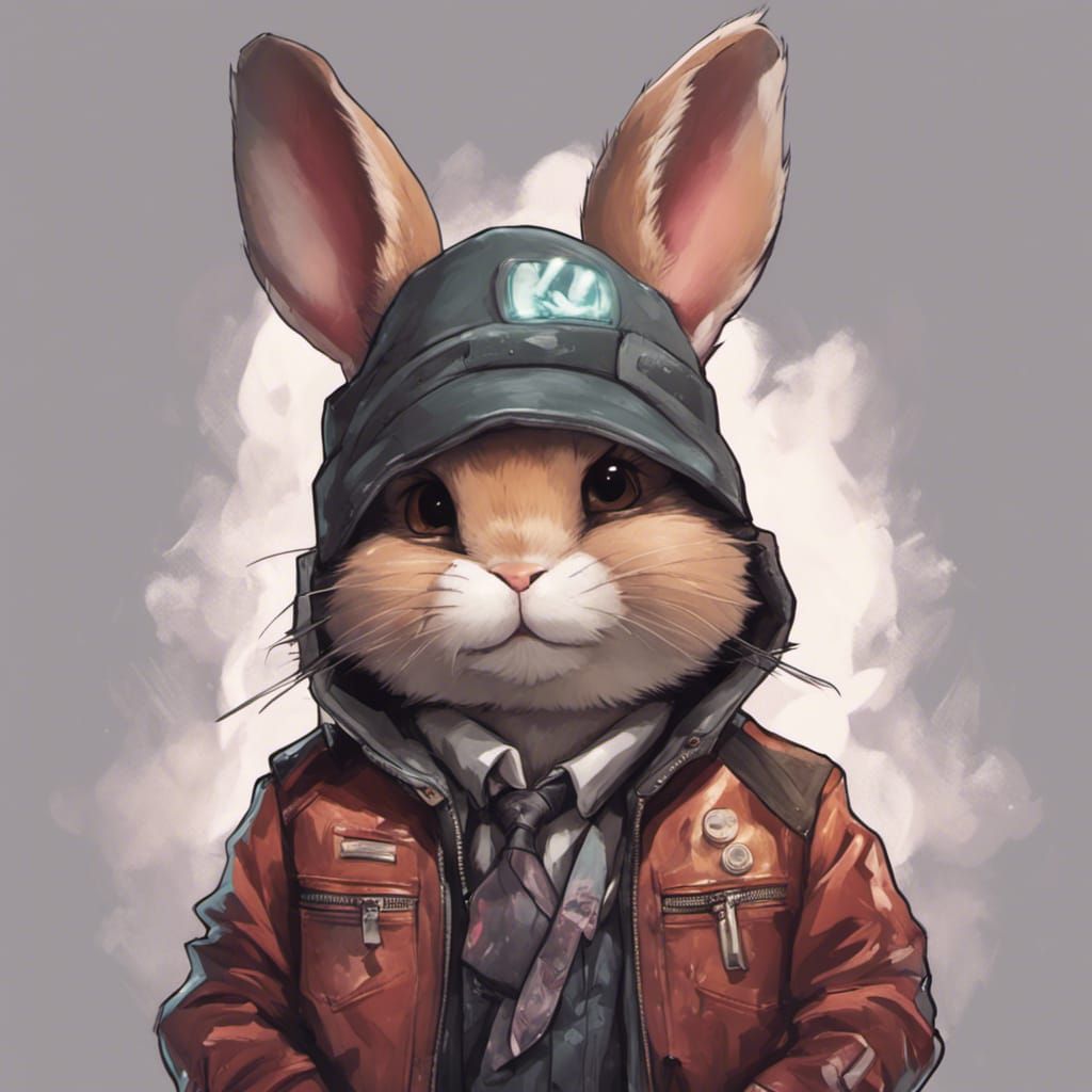Kawaii Gangster Bunny Portrait in Graffiti Style