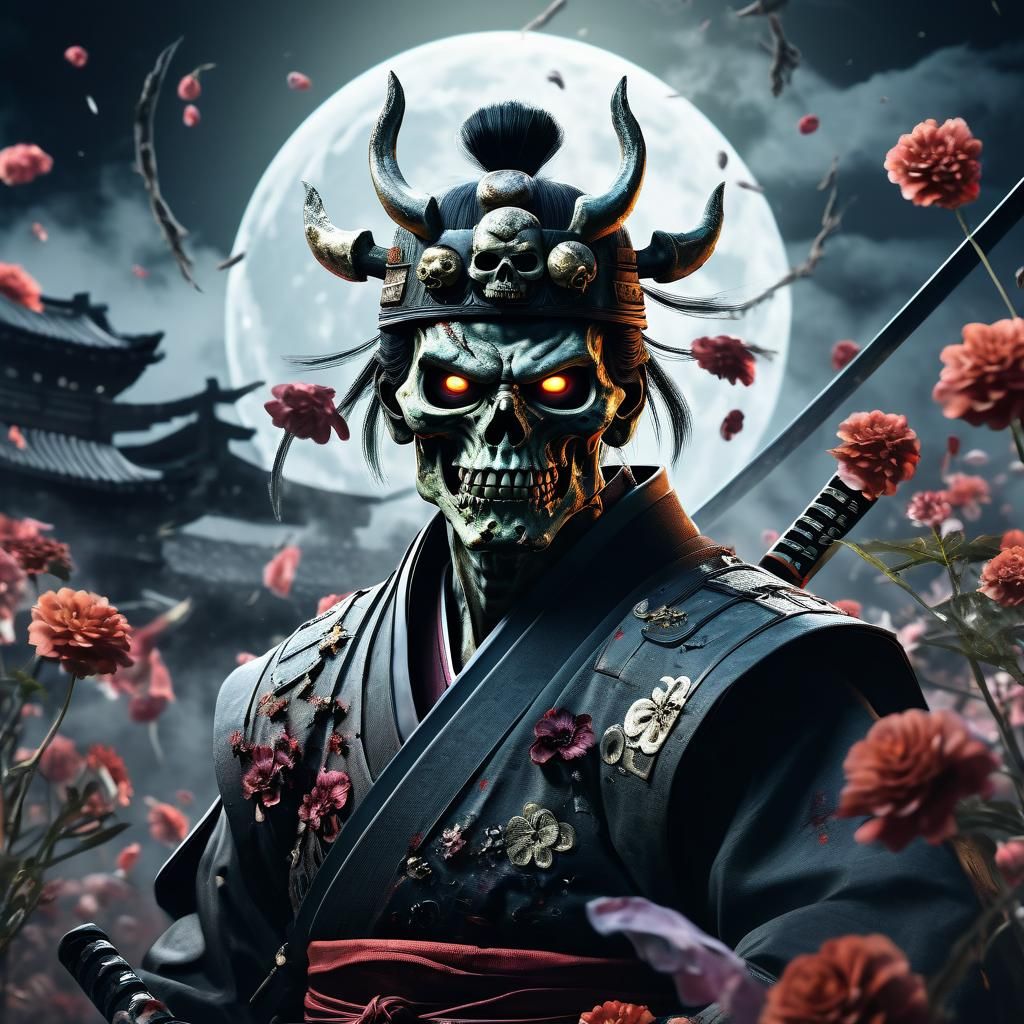 Angry Zombie Samurai in Manga Art Style