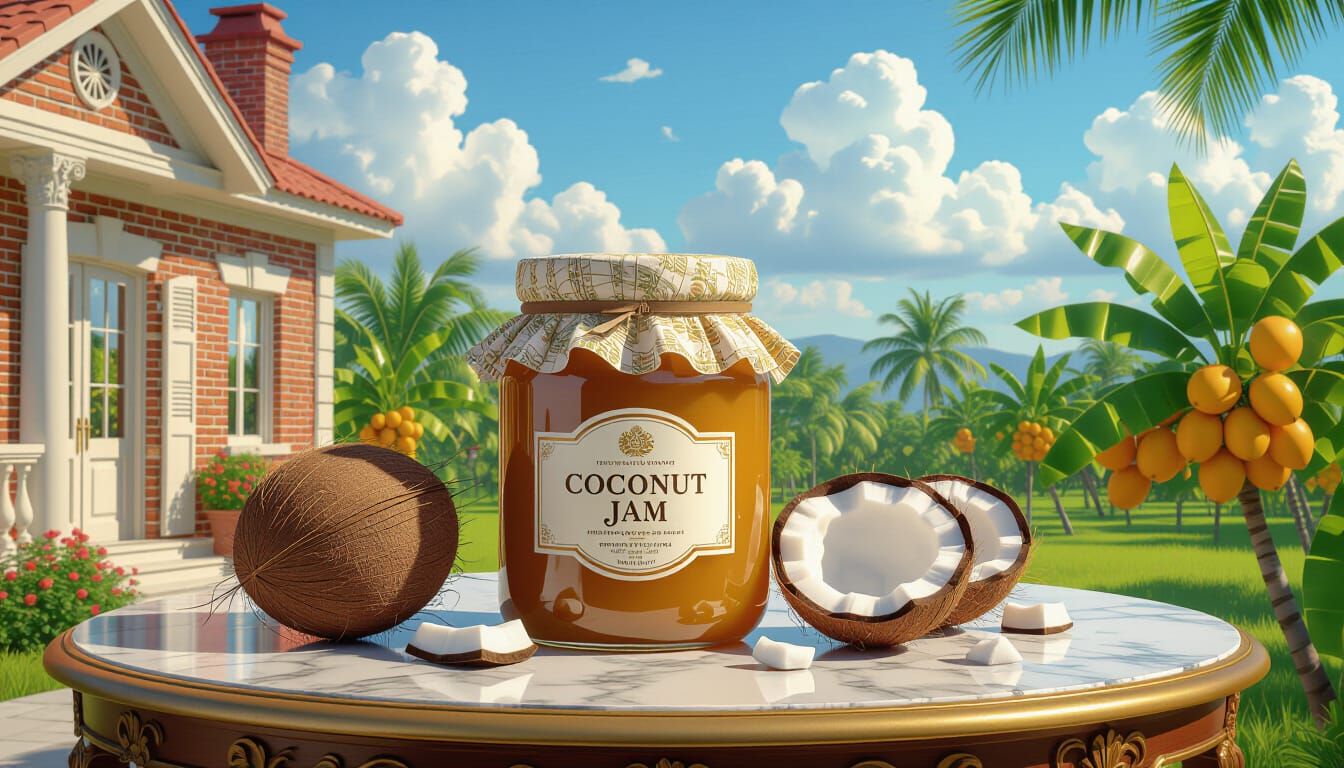 Luxurious Coconut Jam Setting on a Royal Table