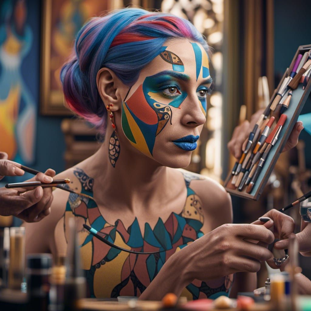 Picasso as Makeup Artist: Detailed Matte Painting