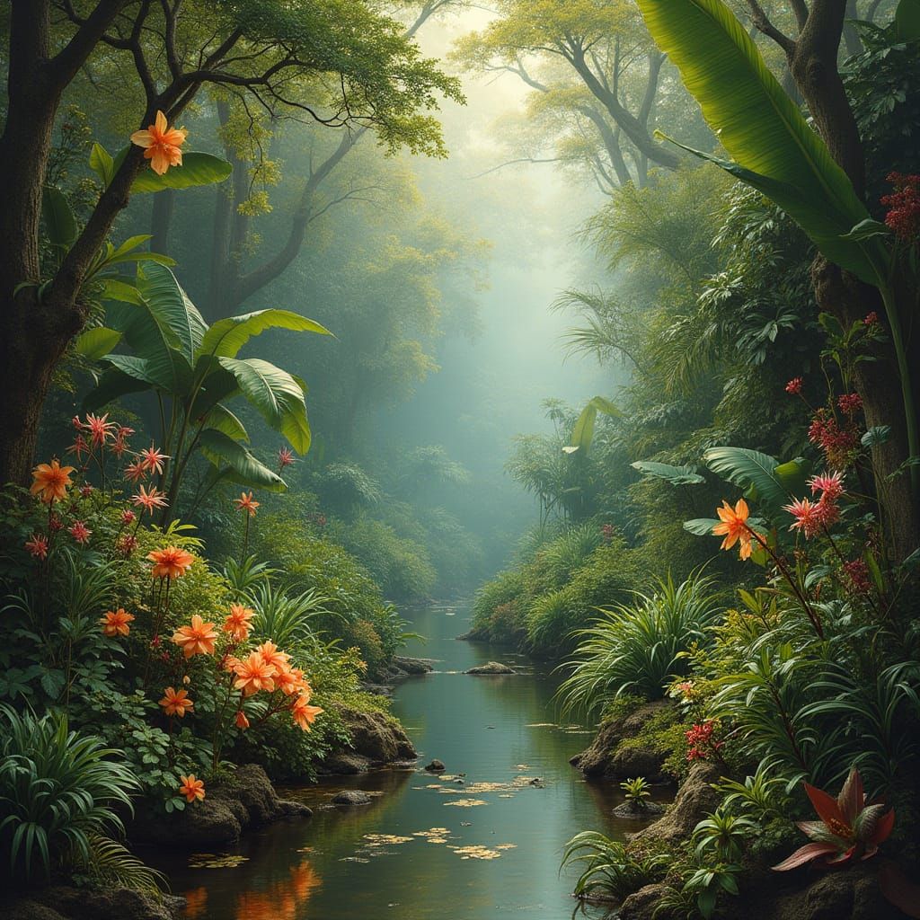 Lush Foliage in Romantic Style