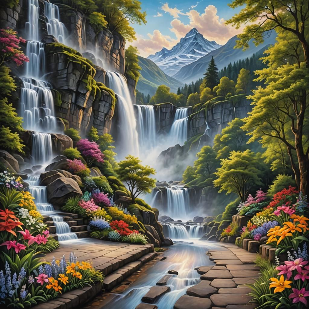 Hyperrealistic Chalk Art: Misty Mountain Landscape