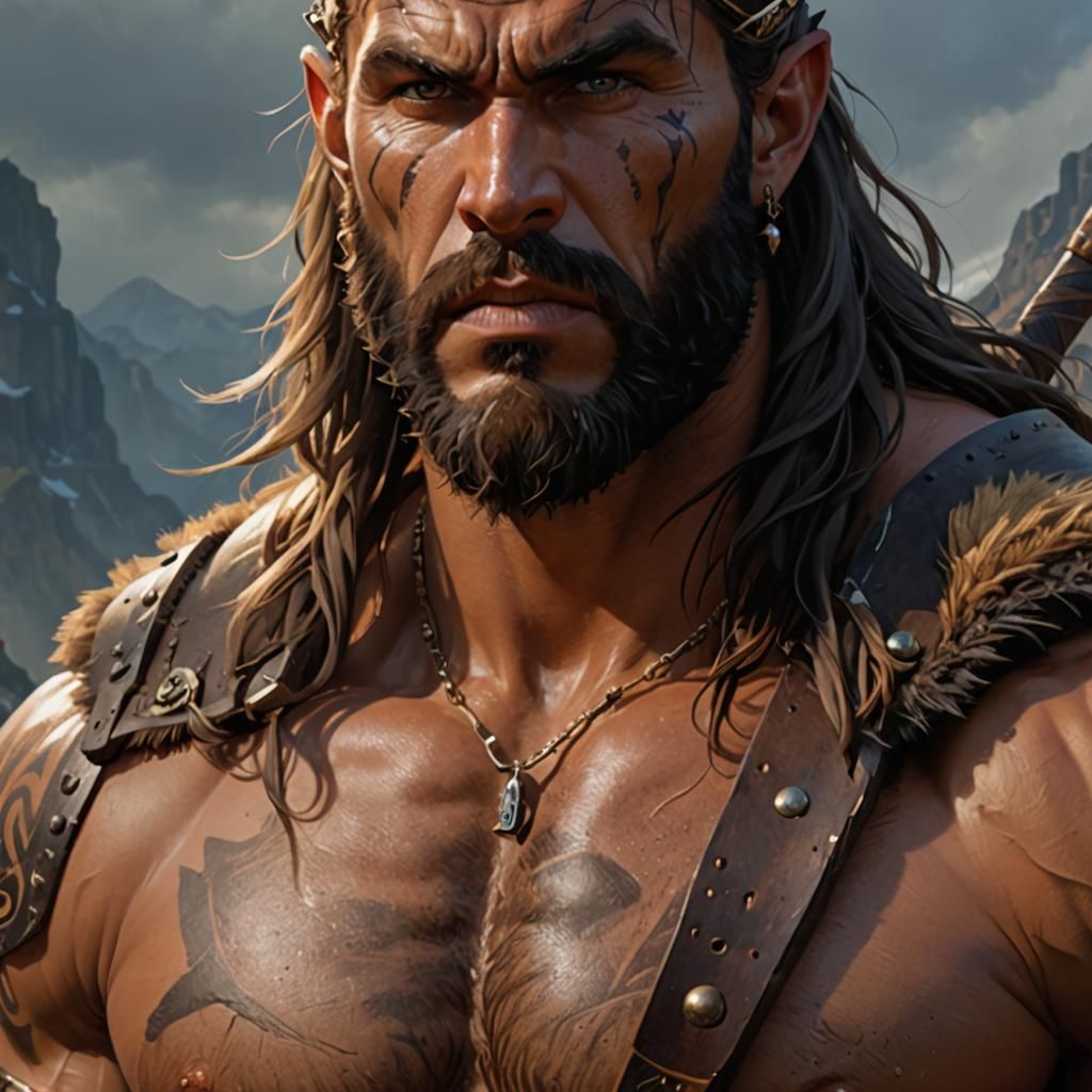 Epic Barbarian Portrait in High Fantasy Style